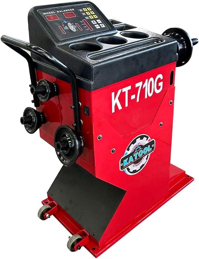 KATOOL Manual Wheel Balancer Machine KT-710G Tire Balancing Machine Tire Repair Tools for Home Garage and Shop, Red