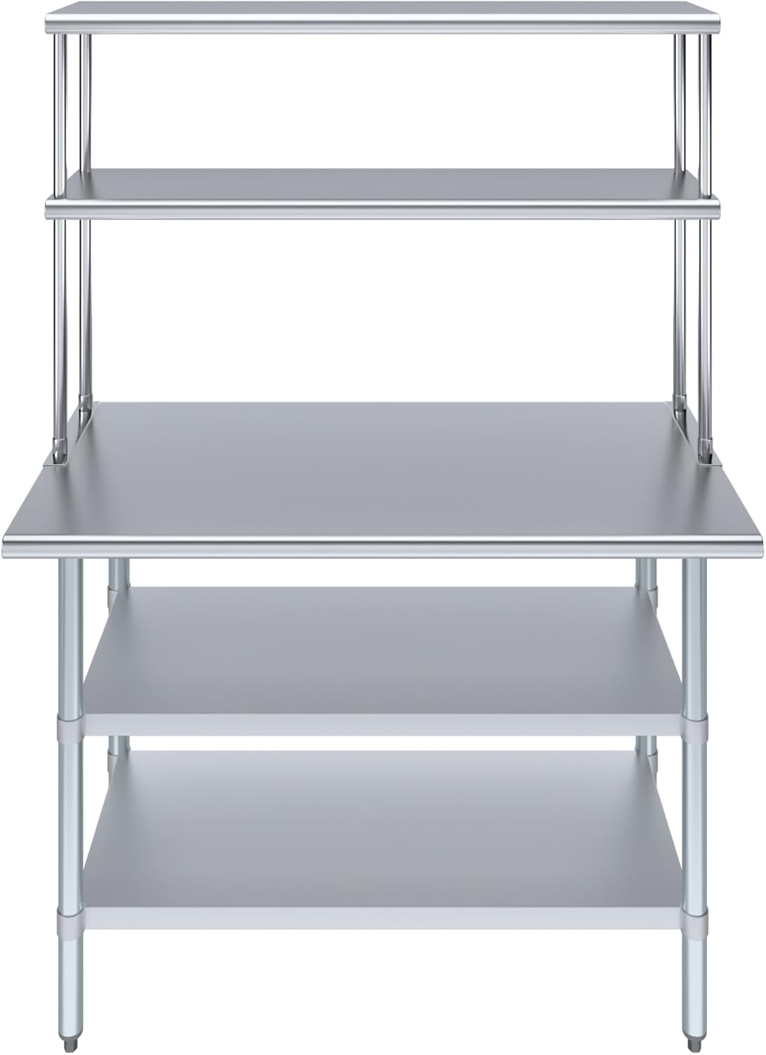Amgood Stainless Steel Work Table with 2 Shelves | Metal Kitchen Prep Table & Shelving Combo (24" x 48" Table with 2 Shelves + 12" Overshelf)