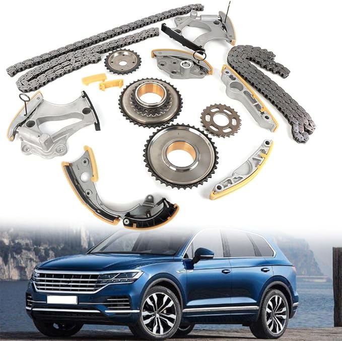 Engine Timing Chain Kit HJ-01016 HJ-01016-A Compatible with VW Audi A6 C7 A7 A8 Q5 Q7 S5 Touareg 3.0T V6 2012 2013 2014 2015 2016 After-Market Parts