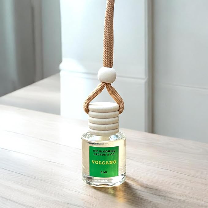 Car Air Freshener with 1 Oz Refill included | Car scented on the go | Car Air Freshener | Long Lasting Hanging Fragrance | Phthalate Free Fragrance. (Volcano (Type), 8 ml)