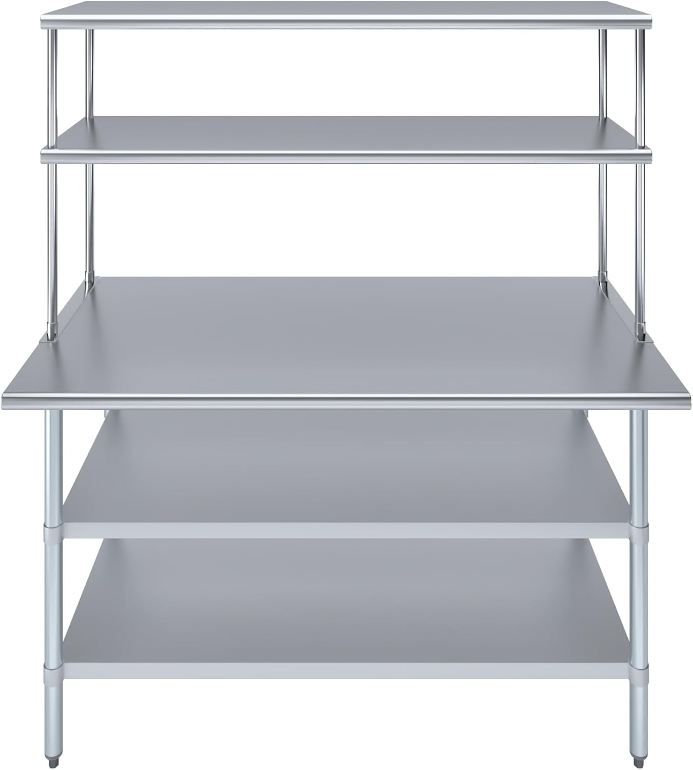 Amgood Stainless Steel Work Table with 2 Shelves | Metal Kitchen Prep Table & Shelving Combo (30" x 60" Table with 2 Shelves + 18" Overshelf)