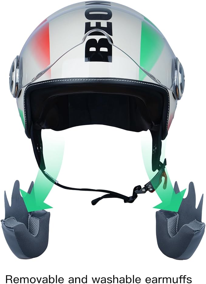 Open Face Motorcycle Helmet for Adults,DOT Approved - Moped Half Vespa Retro Helmet with Anti-Scratch Visor for Men and Women