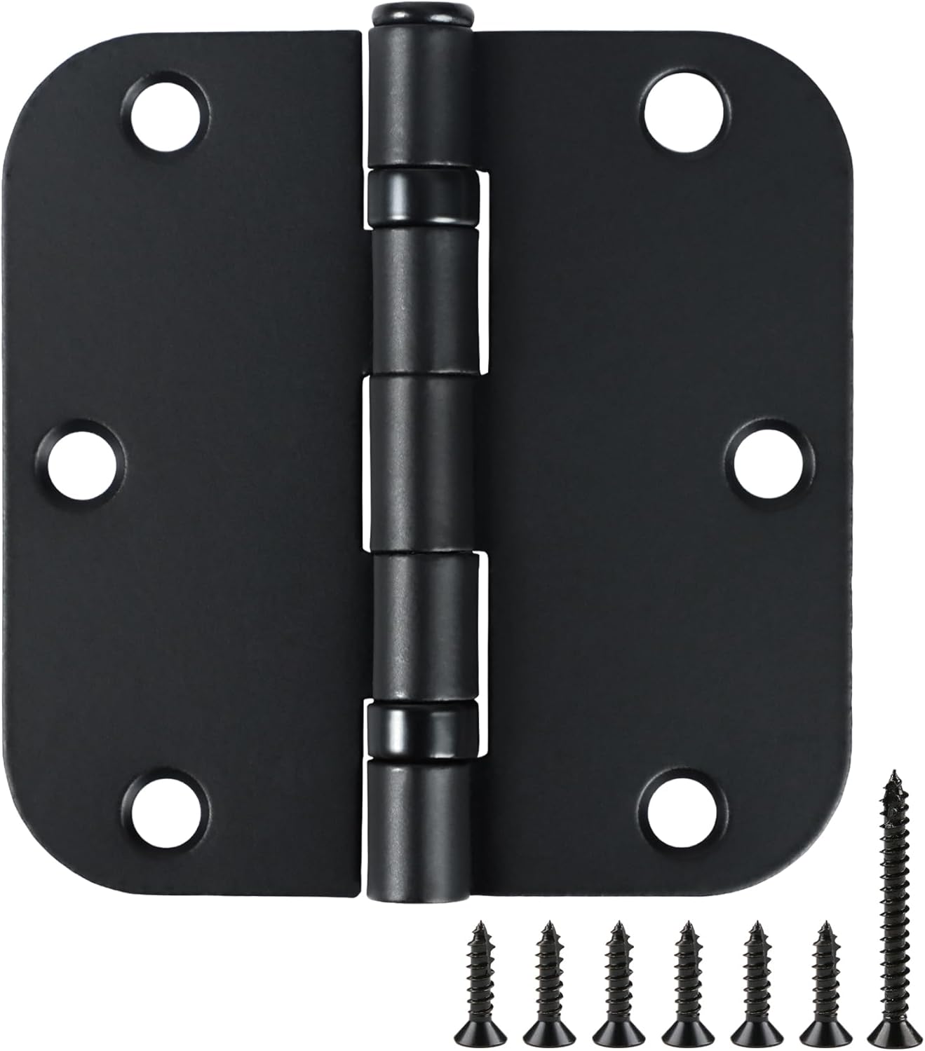 30 Pack Ball Bearing Matte Black Door Hinges 3.5 Inch 5/8" Radius Round Squeak Free Interior 3-1/2"Flat Bifold Standard Bedroom Indoor for Doors 3 ½" House Home Decor Improvement Accessories Hardware