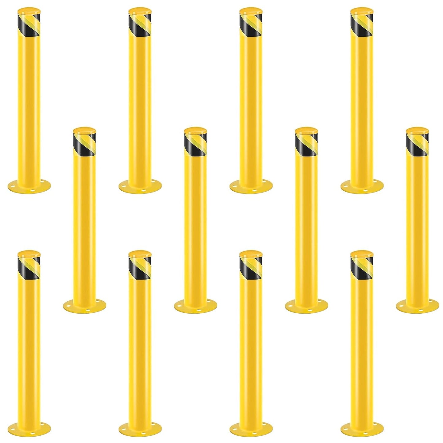 Safety Bollard Post, Steel Bollards,Parking Bollard, Yellow Powder Coated Safety Parking Barrier Post, for Traffic Sensitive Areas (12, 36"H*3"D)