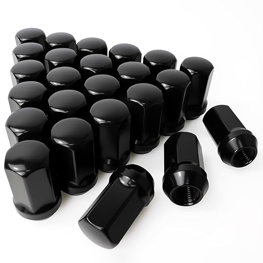 M14x1.5 Lug Nuts, 7/8" Hex, 1.75" One-Piece Design Wheel Lug Nuts for 2008-2024 Chevy Silverado GMC Sierra 2500 3500, 2012-2024 Ram 2500 3500 Fit for OEM 611-236|611-330(24Pcs,Black)