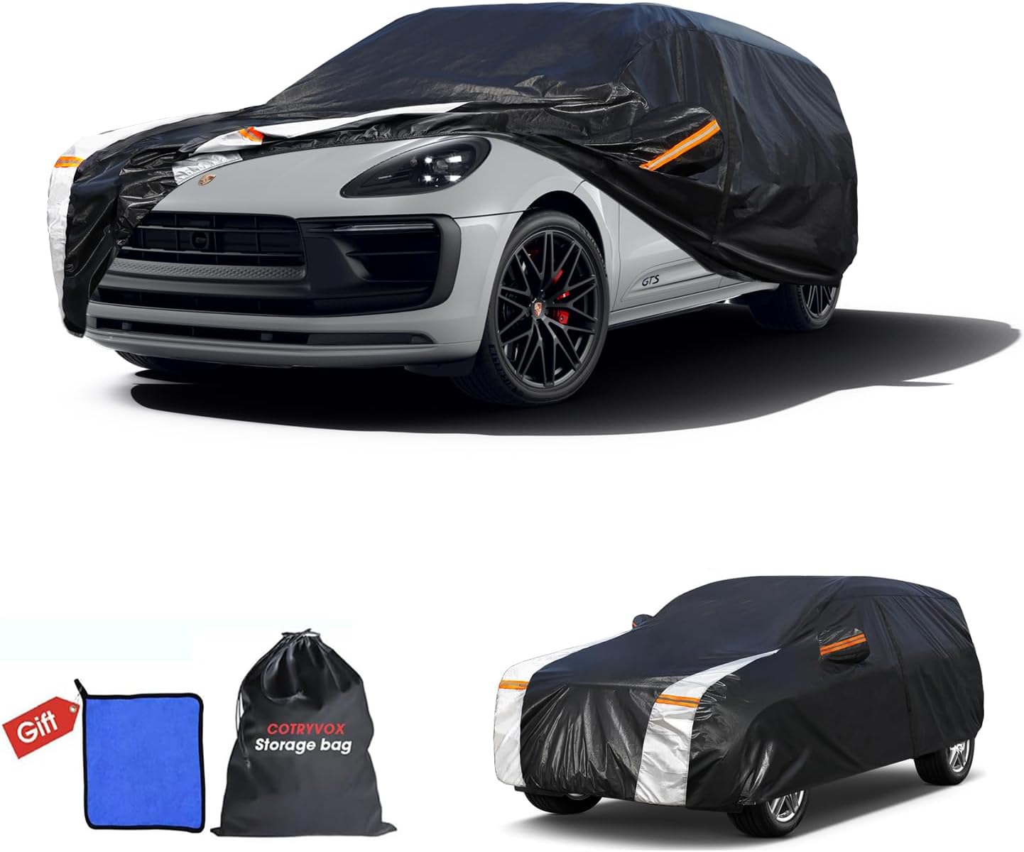Porsche Macan Car Cover 100% Waterproof All Weather, Gift with Towel, 10 Layers SUV Car Cover Custom Fit 2014-2025 Porsche Macan, Full Exterior Covers Rain Sun UV Protection with Door Zipper.
