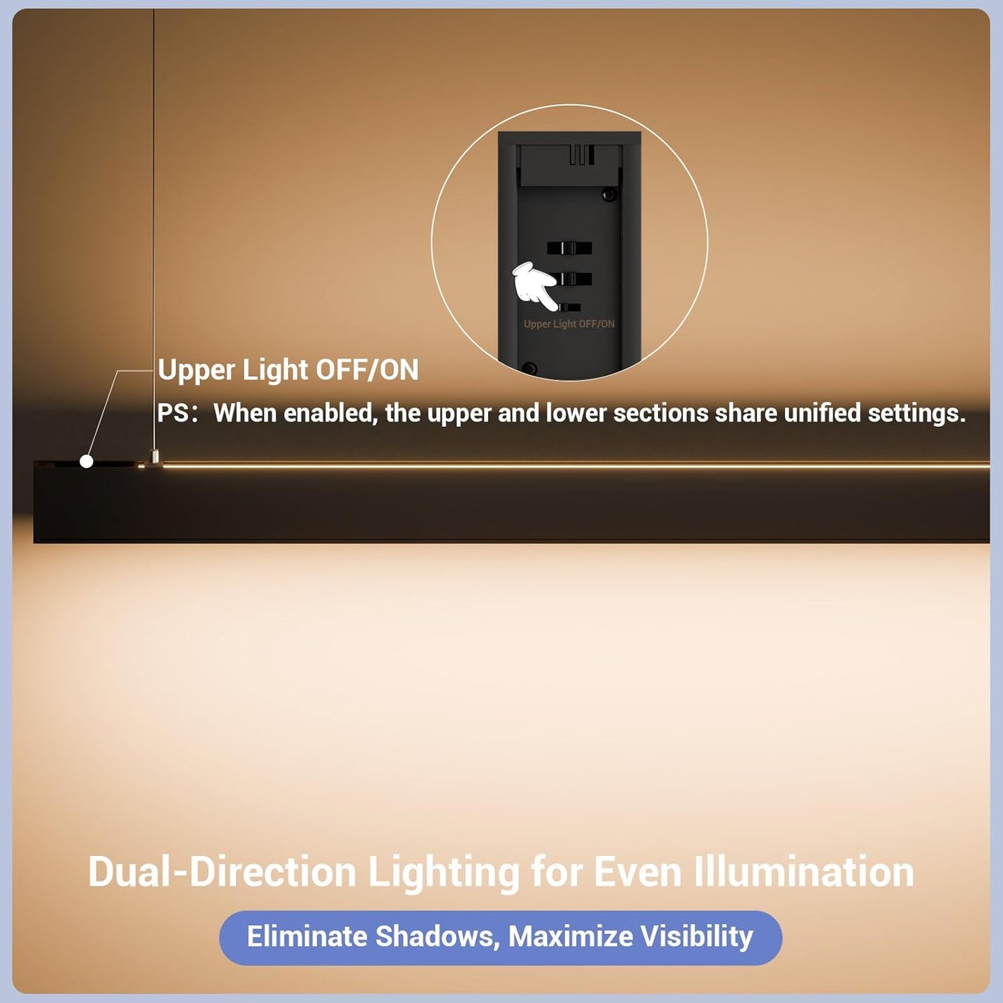 8FT LED Linear Lights 100/90/80/70/60W Up and Down Light, 3000K/4000K/5000K 8 Feet Commercial Linkable Shop Lighting for Office Garage Shop Dining Room bar, 0-10V Dimmable 8’ Architectural Fixture,ETL