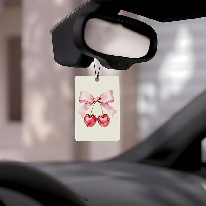 Watercolor Fruit & Bow Car Air Freshener 4 Pcs, Cute Fruit- Themed Hanging Air Freshener for Cars Closet Drawer Books, Car Accessories Mirror Decor for women.