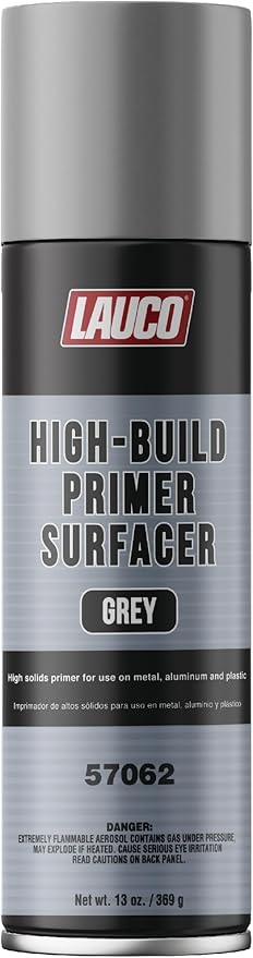 LAUCO Grey High-Build Primer Aerosol 13 oz, Heavy Fill Automotive Surfacer for Paint Prep on Metal, Aluminum, Plastic & Fiberglass