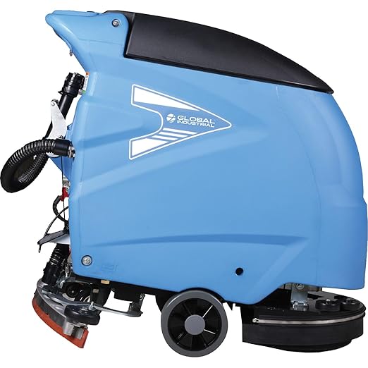 Global Industrial Commercial Electric Walk-Behind Auto Floor Scrubber, Battery Powered, 18" Cleaning Path, 12 Gallon Solution Tank, 15 Gallon Recovery Tank