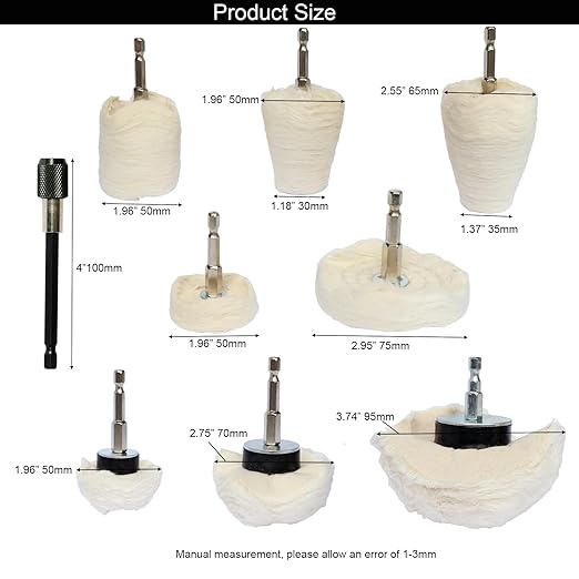 10pcs Cotton Polishing Wheel Kit for Drill, Buffing Wheels for Aluminum Polish, Chrome,Stainless Steel,Metal,Car Detailing Drill Polishing Kit with 1/4" Hex Shafts (10)