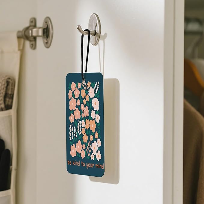 Boho Flower Car Air Freshener,Self Care Floral Car Air Fresheners - Inspirational Quotes & Flower Card, Natural Non Toxic Air Freshener, 4 - Pack Decor & Gift for Car, Closet & Home