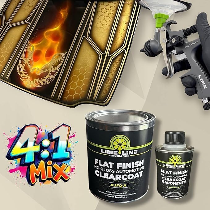 LiME LiNE 2K Clearcoat, Automotive Paint Kit with Hardener, Topcoat For Cars, Trucks and Motorcycles - 1.25 gallon Kit