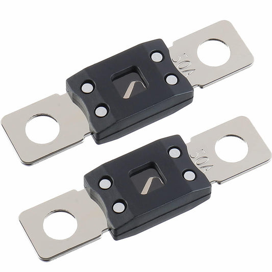50A MEGA High Current Fuse - 50 Amp Bolt-on Fuse for Cars, Trucks, Construction Vehicles, Buses, Caravans (2 Pcs)