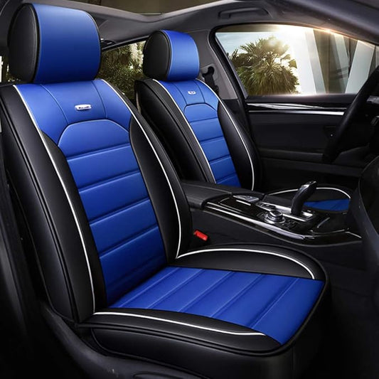 otoez Leather Car Seat Covers Full Set 5 Seats Faux Leatherette Automotive Seat Covers Universal Fit for Most Sedan SUV Truck Waterproof Vehicle Cushion Cover Protector (No Pillows, Blue)