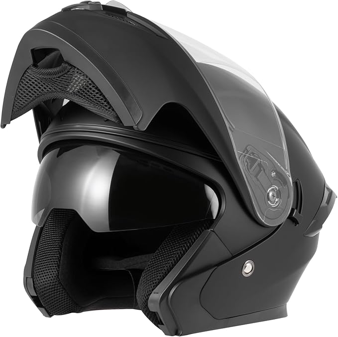 Spark Adult Flip-Up Motorcycle Helmets - DOT Certified Full Face Helmet with Dual Visor & Quick-Release Buckle, Lightweight ABS for Commuting and Touring