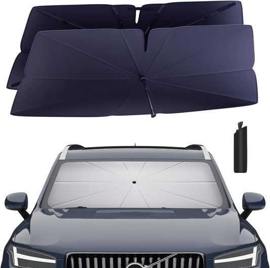 Windshield Sun Shade Umbrella for 2016-2026 Volvo XC90 Accessories: Custom Fit 240T Silver, Double Thickened, Foldable Sunshade Window Sun Visor, Ultimate 99% UV Blocking for T5, T6, T8, Excellence