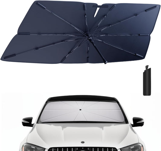 Windshield Sun Shade Umbrella Compatible with 2020-2025 Mercedes-Benz GLE Accessories: Custom Fit 210T Silver, Foldable Front Window Sunshade, Blocks UV Rays, Keeps Car Cool for 350/450/580/53/63