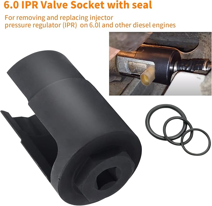 Mekar 6.0 IPR Valve Socket and Oil Rail Adapters Kits and 6.0 High Pressure Oil Pump IPR Valve Air Test Fitting Tool with Seal Kit Compatible with 6.0L Powerstroke Diesel Engine