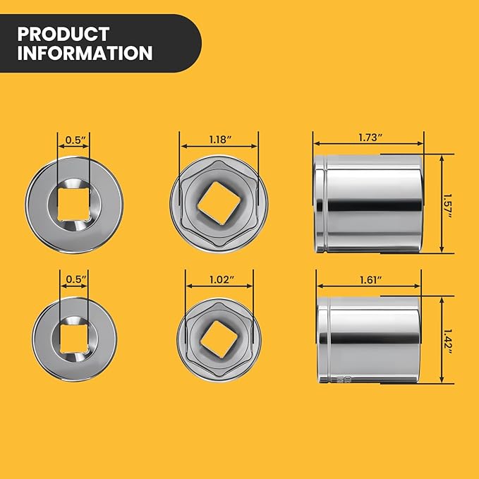 Solimeta 1/2 Inch Drive x 1-1/16 &1-3/16 inch 6-Point Socket, Installation Kit for Solimeta Powered Anode Rod