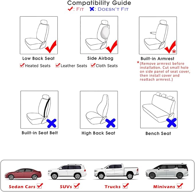 Champlus Car Seat Covers, Carbon Fibre and Durable Breathable Mesh 2 Front Bucket Seat Covers, Universal Fit Automotive Sedan Cars, SUVs, Trucks, Mini Vans, Airbag Compatible, Easy to Install