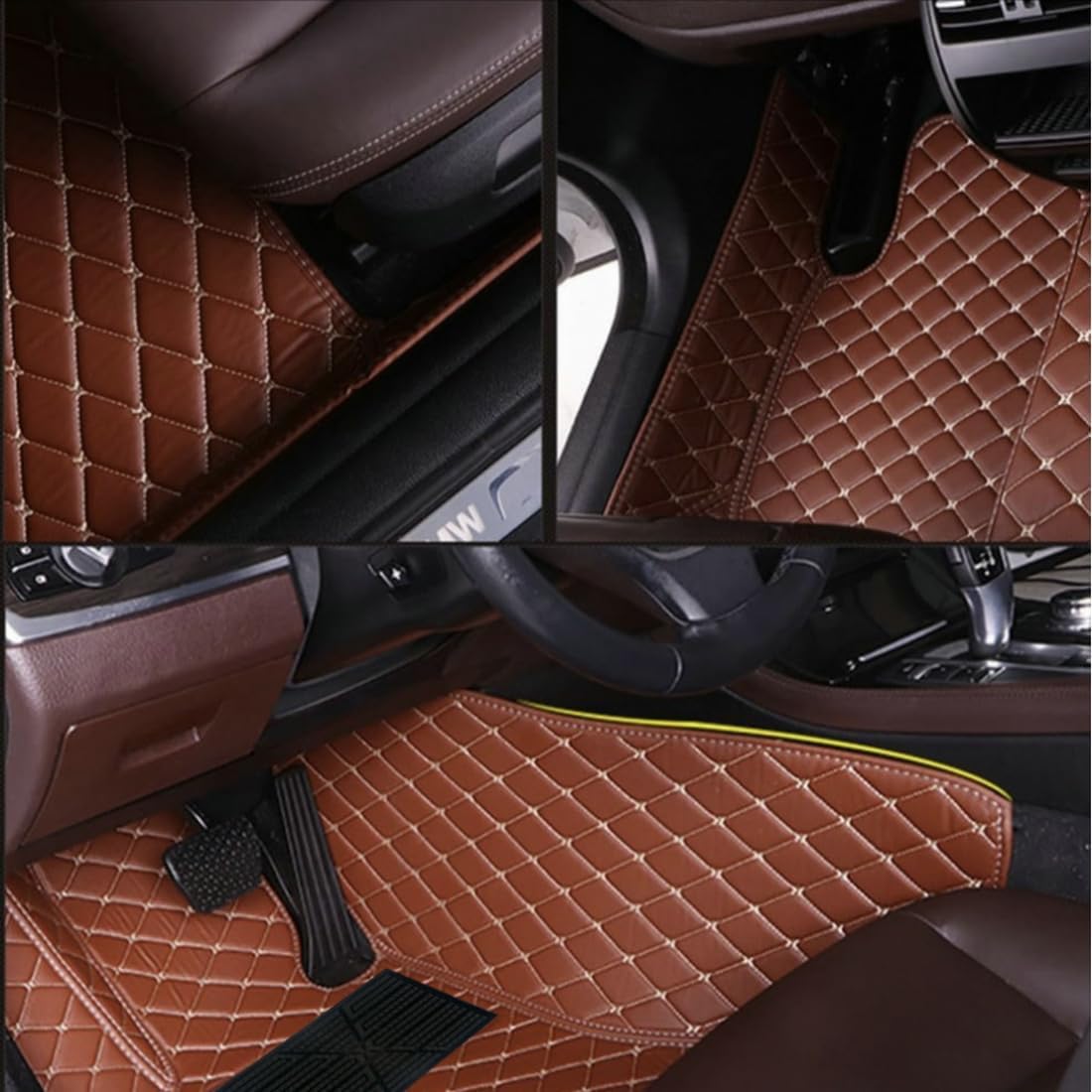 Custom Personalized Floor Mats for Cars，Luxury Full Coverage All Car Floor Mats，Anti-Slip Leather Car Mat Set ，Custom Floor Mats for 99% of Cars, Trucks & SUVs. (Green and Black)
