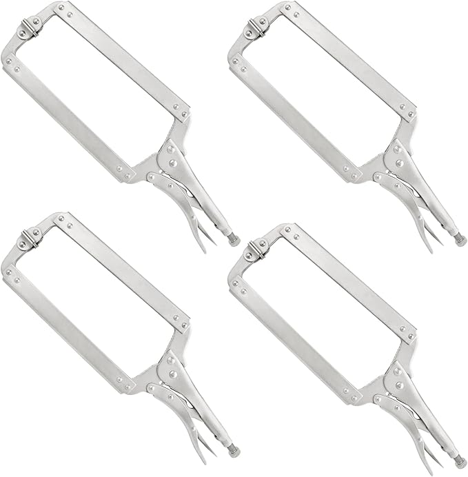4 Pack 18 Inch C Clamp Locking Pliers,Locking C Clamp, Adjustable Nickel Plated C Pliers For Wood Working, Welding, Electrician Maintenance and more, by GENHAKON