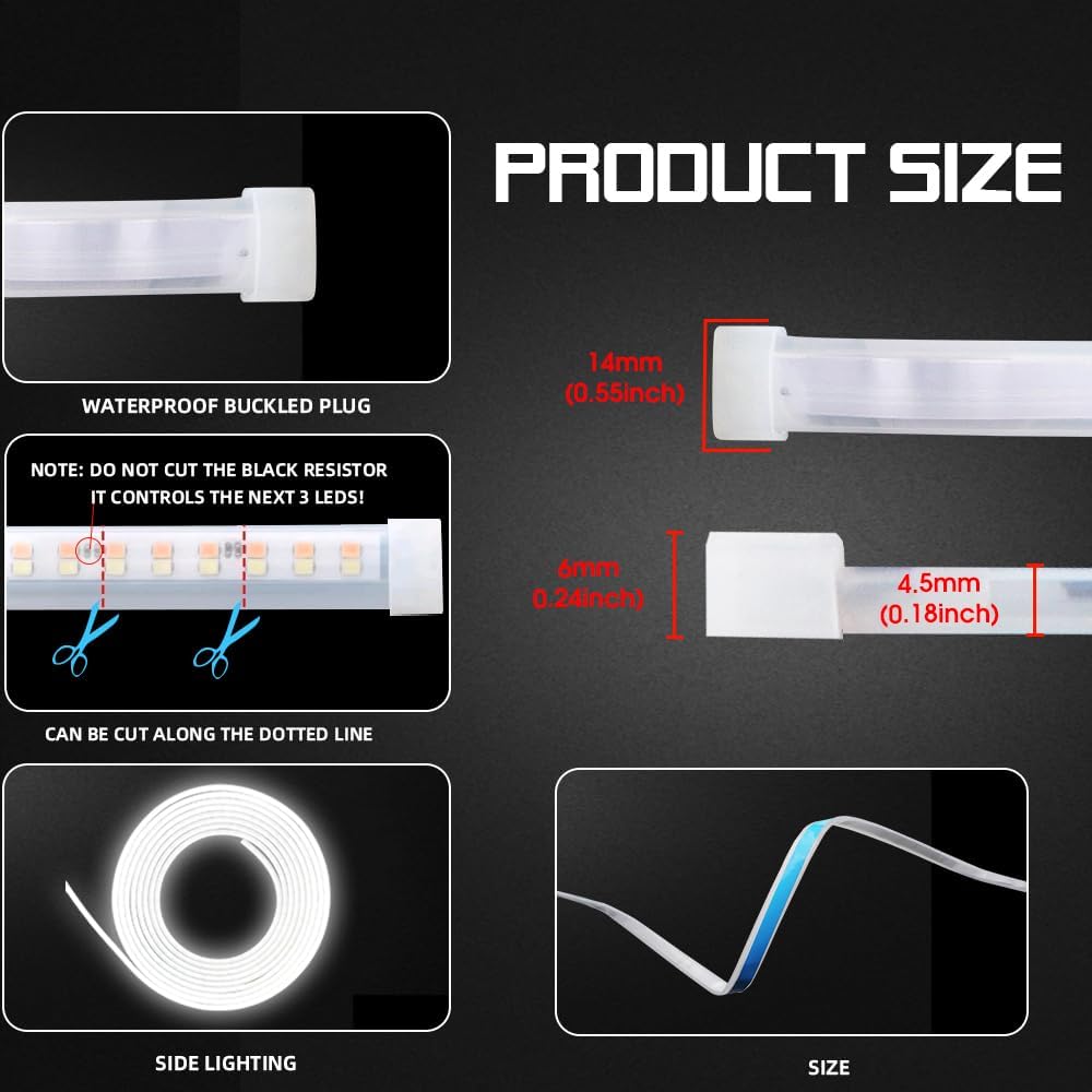 Upgrade Dynamic Flowing Car LED Trunk Light Strip, 79Inch Universal Flexible Cutting Silicone Waterproof Neon Lights Strip, 12V Interior Ambient Lighting for Cars SUVs(Blue)