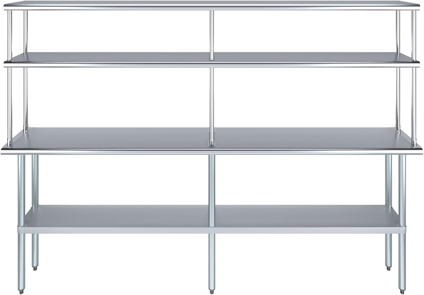 Amgood Stainless Steel Work Table Double Tier Overshelf | Metal Kitchen Prep Table & Shelving Combo | NSF (14" x 96" Work Table + 12" Overshelf)
