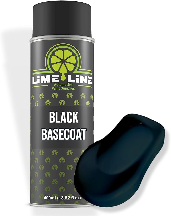 LiME LiNE Premium Automotive Basecoat Aerosol Spray Paint - Fast Drying- Custom Paint, Must Be Clearcoated! (Black)