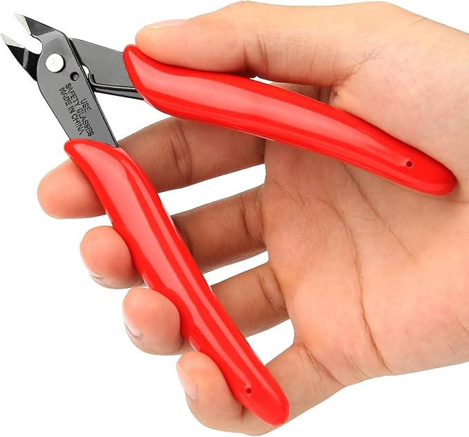 BOENFU Precision Wire Cutter Zip Tie Cutters Flush Cutters Nippers Small Side Cutting Pliers for 3d Print, Plastic Models, Jewelry, Electronics, Red, 1-Pack