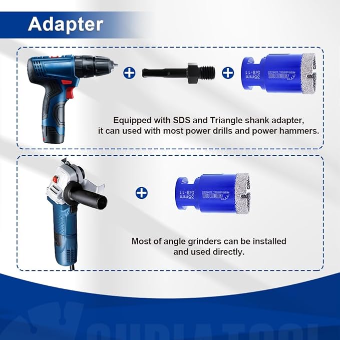 SHDIATOOL Diamond Drilling Core Bits Set Chamfer Bits for Porcelain Tile Marble Ceramic Granite Milling Kit 5/8"-11 10pieces
