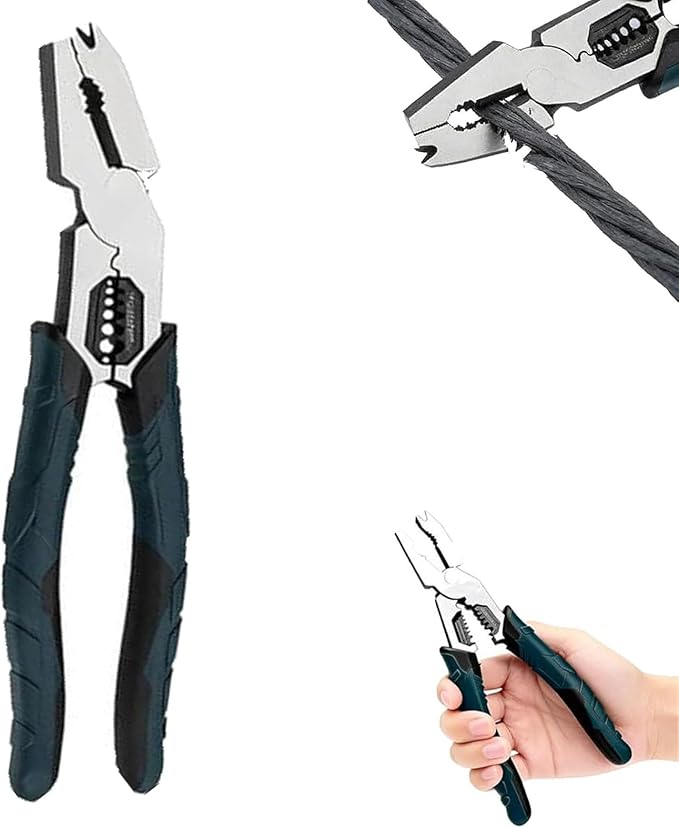 2026 New Industrial-Grade Multi-Function Cutting Pliers, 9-in-1 Compound Pliers, Heavy Duty Wire Cutter & Stripper with Crimper, Nail Puller, Ergonomic Grip Tool for Home Repair (1*PCS)