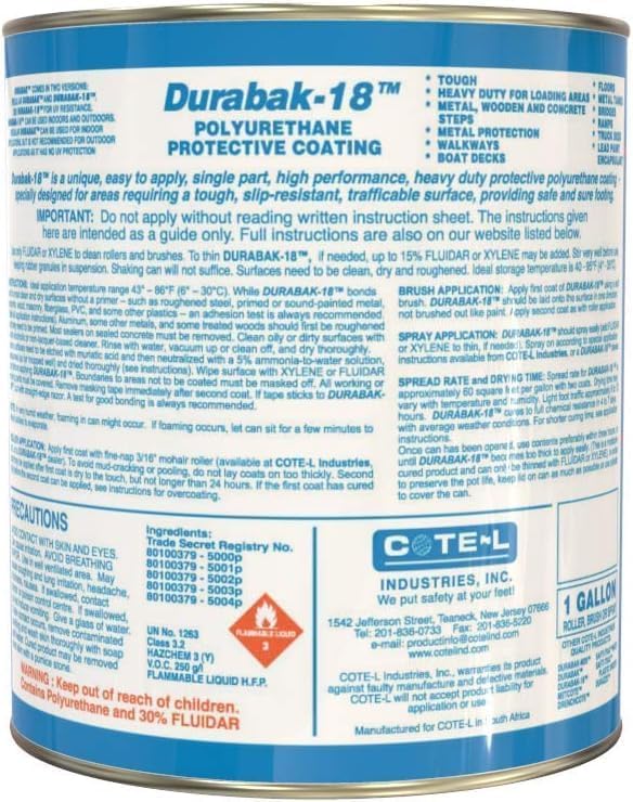 Durabak-18 Textured Truck Bed Liner Gallon KIT - Roll On Coating | DIY Custom Coat for Bedliner and Undercoating, Auto Body, Automotive Rust Proofing, Boat Repair (Gallon, Dark Gray)