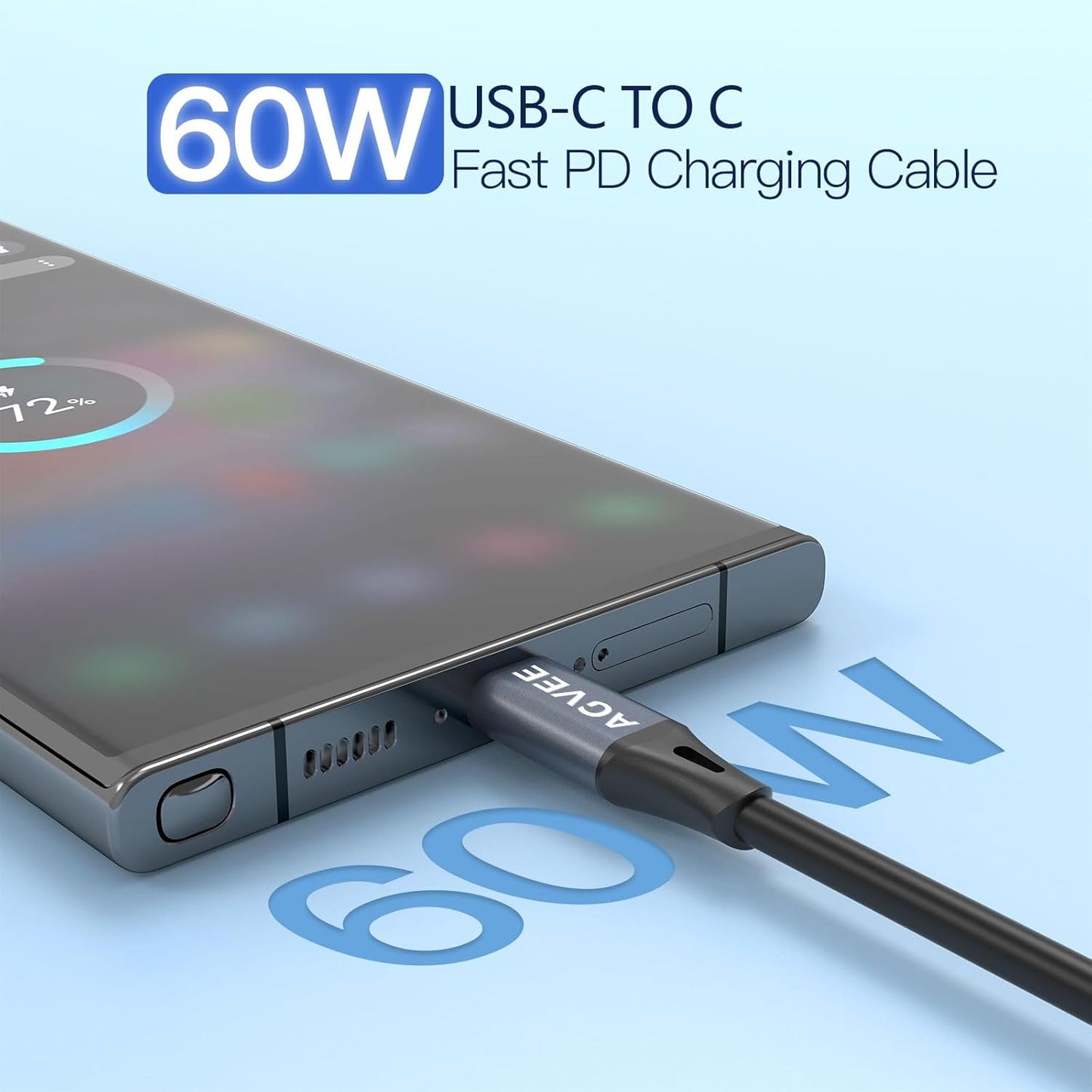 AGVEE 2 Pack 5ft Coiled Short USB-C to USB-C Charging Cable [USB-IF Certified] 60W PD Fast Charger Cord in Car for iPhone 16/15 CarPlay, Galaxy S25 S24 S23 S22 S21 S10 S9 S8, Google Pixel, Dark Gray