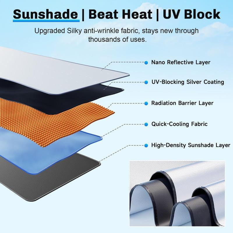 SXCY for 2022-2024 2025 Nissan Frontier Windshield Umbrella Sunshade [Easier Foldable] for 2025 Nissan Frontier Accessories 2025 Frontier Sunshade Umbrella 2025 Frontier Windshield Sun Shade Umbrella