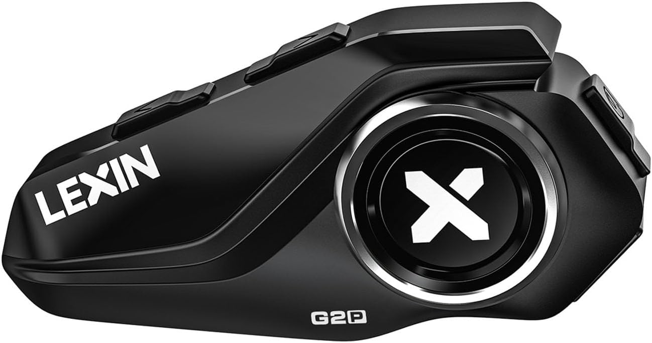 LEXIN G2P Motorcycle Helmet Bluetooth Headset, Group Intercom Communication System, FM Radio/ 6 Shells/Universal Pairing/Private Talk/Noise Cancellation, Fit for Snowmobile/ATV, 1 Pack