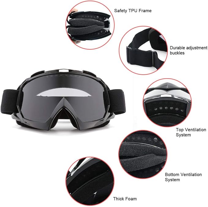 SPOSUNE Dirt Bike ATV Goggles UV400 Motorcycle Goggles for Men Women Youth Motocross Riding Goggles Windproof Dustproof