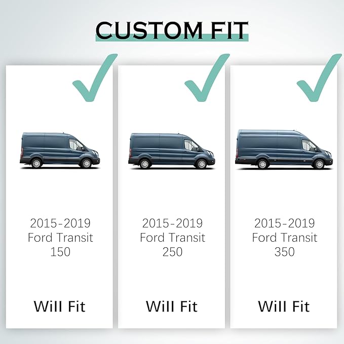 KARPAL Floor Mats Front Liner Fit for 2015-2021 Ford Transit 150/250/350/350HD w/Carpet Flooring (No Fit Transit Connect) Custom Fit All Weather TPE Transit Accessories Front Row Mat
