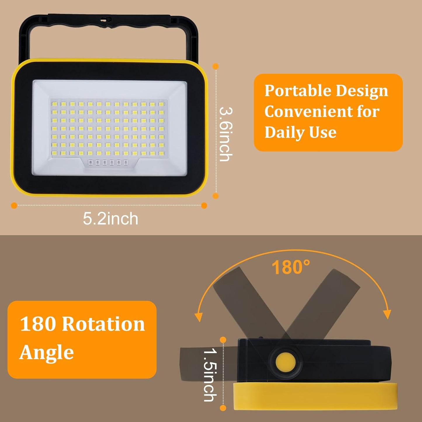 4 Pack Work Light Portable SMD LED Super Bright Rechargeable Flood Light Working Lamp Stand USB Cordless Battery Powered Worklight Tool for Outdoor Camping