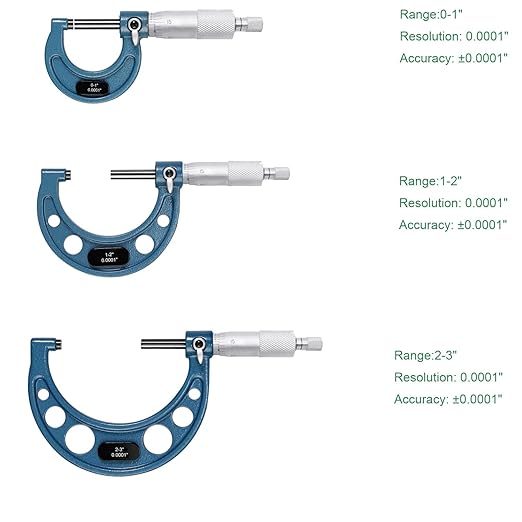 HDLNKAK Outside Micrometer Set, 0-3" Machinist Micrometer, 3 Pcs Machinist Tool Set, 0.0001" Graduation Micrometer Set, Alloy Precision Micrometer, Micrometer Standard Set with Case