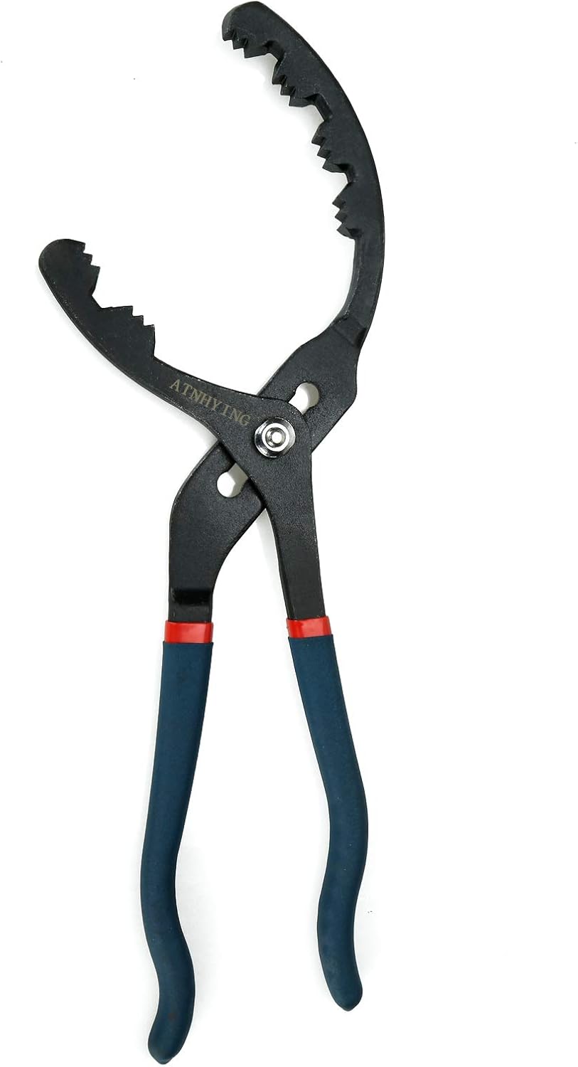 Large Oil Filter Pliers, 14" Adjustable Oil Filter Wrench, Universal Oil Filter Removal Tool No Slipping for Engine Filters, Conduit, Fittings (14 Inch)