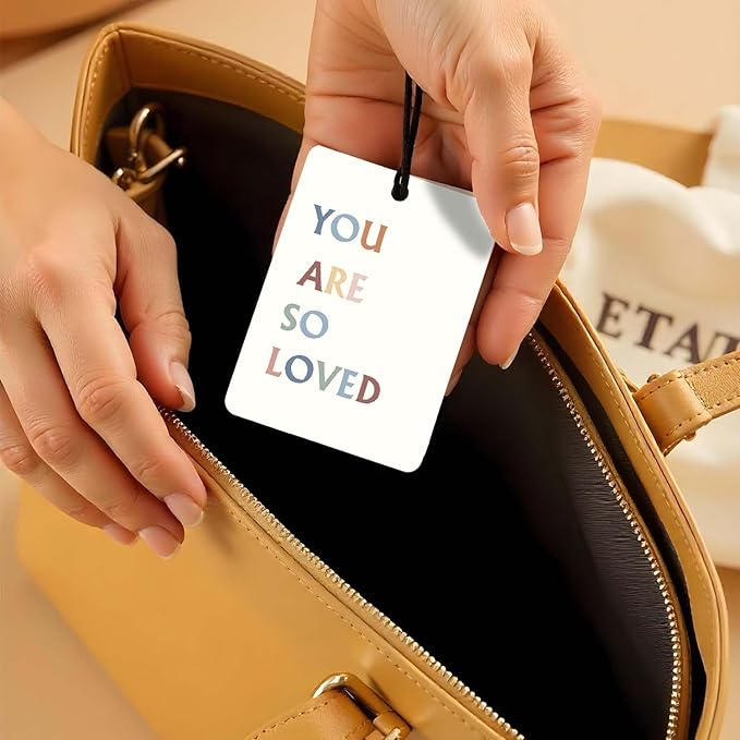 Inspirational Quote Car Air Freshener 4Pcs, Motivational Phrases Hanging Scents for Cars Closet Drawer Books，Uplifting Car Accessories Mirror Decor for women