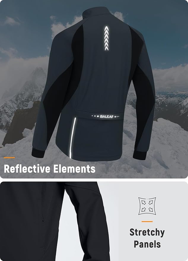 baleaf Men's Winter Cycling Jackets Water Resistant Thermal Running Softshell Jacket Warm Cold Weather Pockets
