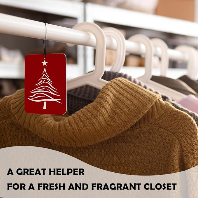 Red Winter Christmas Car Air Freshener 3 Pcs, Minimalist Christmas Winter Stockings Tree Air Freshener Hanging Decor for Cars Closet Drawer Books Accessories Gifts
