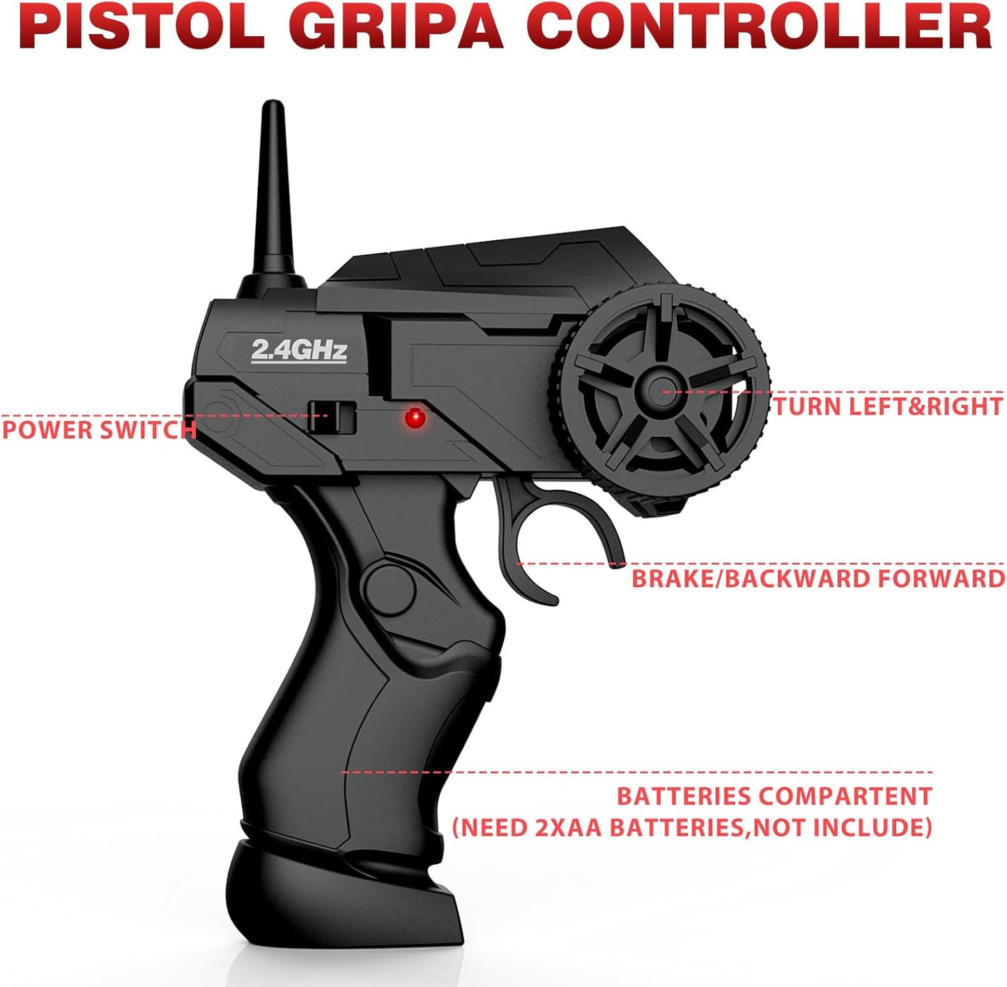 RC Drift Car, 1:24 Remote Control Cars 2.4GHz 4WD High Speed Drift RC Cars with LED Light and Dritfing Tires Racing Hobby Toy Car for Boys Girls Kids Adults (Red)