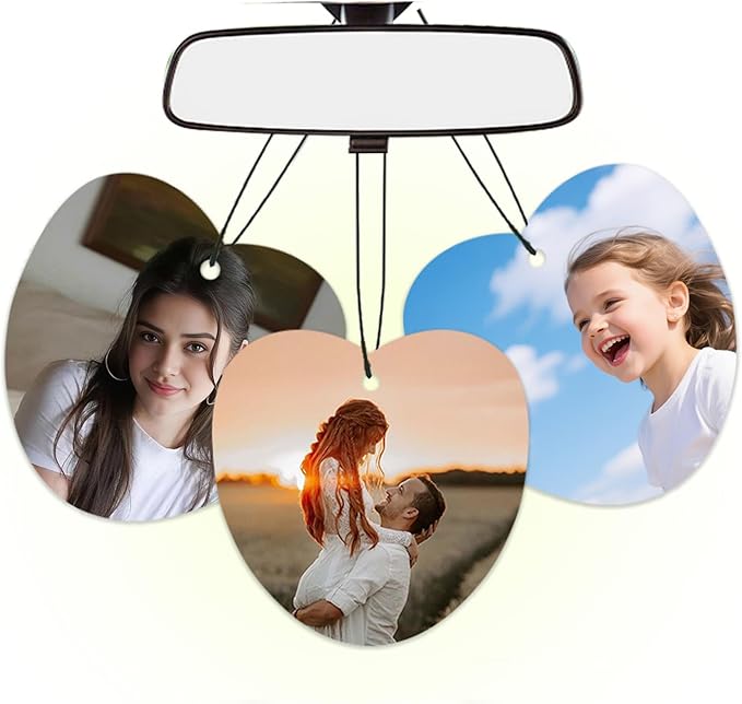 Personalized Double-Sided Custom Car Air Freshener - 100% Natural Material - Various Fragrance Types - Long-lasting Scent - Ideal for Car, Home, and Gifting
