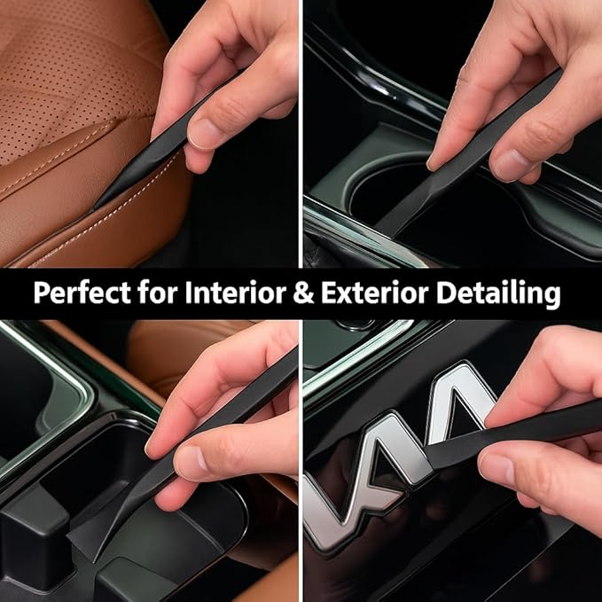 Car Detailing Pick Set 6pcs – Dual-Ended Plastic Cleaning Tools for Car Interior and Exterior, Non-Scratch Auto Detailing Picks, Lightweight PP Material, Black