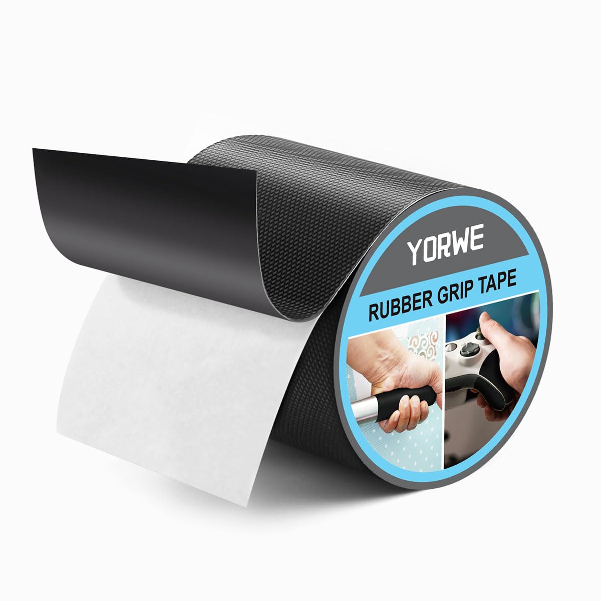 Rubber Grip Tape, Ultra-Thin Strong Adhesive Anti-Slip Waterproof Heat Resistant Wear-Resistant Cushion Pad, Making Handles or Contact Surfaces Safer, with Grip and Comfort (Black, 4In x 10Ft)