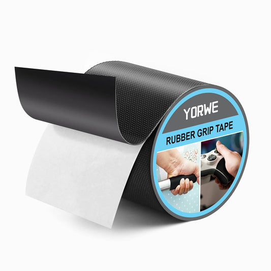 Rubber Grip Tape, Ultra-Thin Strong Adhesive Anti-Slip Waterproof Heat Resistant Wear-Resistant Cushion Pad, Making Handles or Contact Surfaces Safer, with Grip and Comfort (Black, 4In x 10Ft)